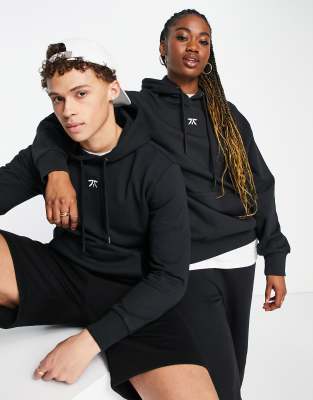 Core - Felpa con cappuccio nera unisex con logo centrale-Nero - Fnatic Felpa donna Nero
