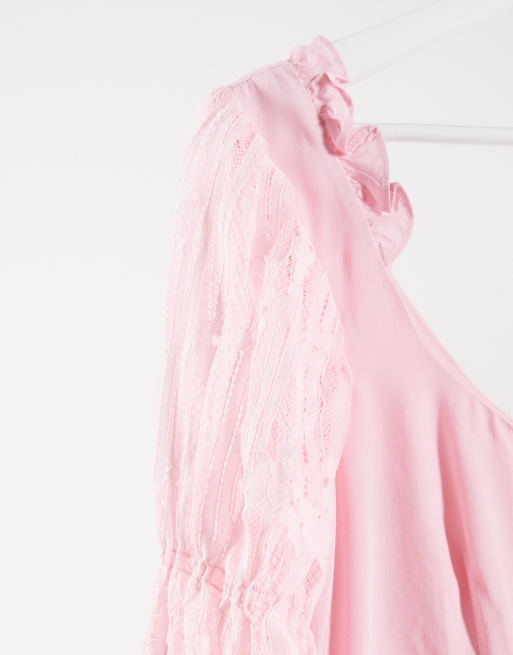 For Love And Lemons Emanuelle Swing Dress Pink Asos