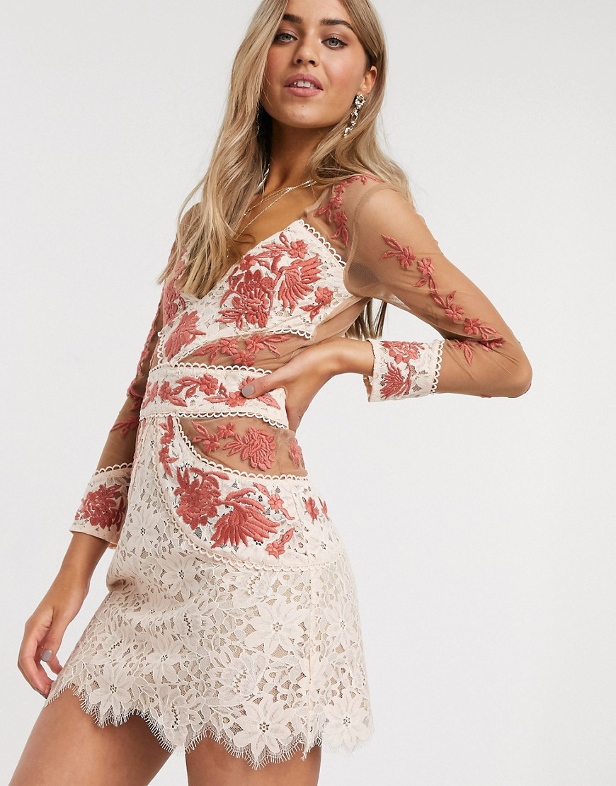 For Love and Lemons Matador tulle and lace dress-Pink