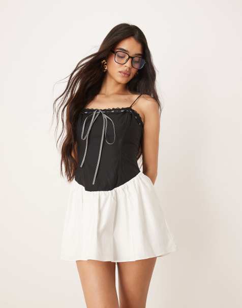 For Love & Lemons Annabella mini dress in black and white - view 1