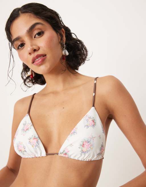 For Love & Lemons Bay bikini top co-ord in chocolate dot , 3 of 4