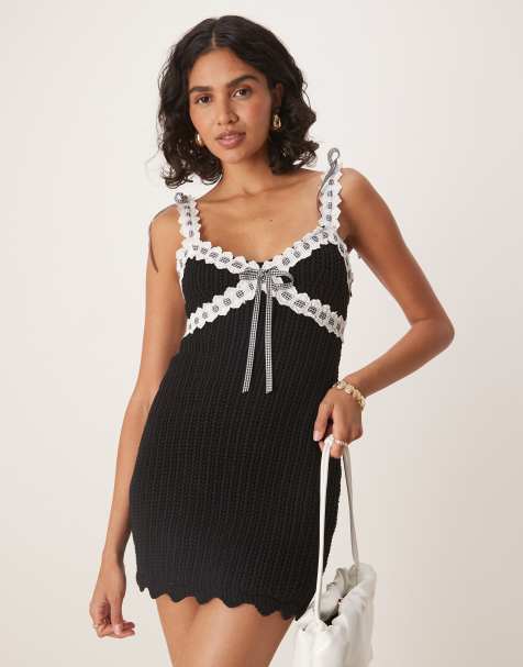 For Love & Lemons - Becka - Mini jurk met lintafwerking in zwart - view 1