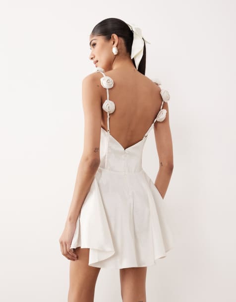 For Love & Lemons Bridal Orsa corsage strap mini dress in white - view 1