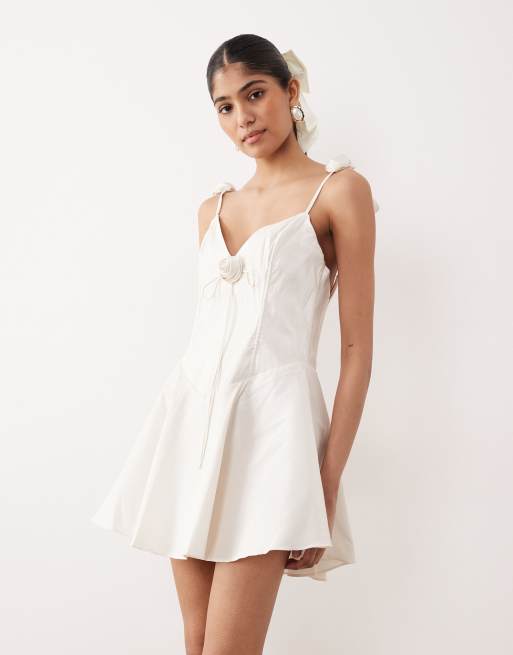 For Love & Lemons Bridal Orsa corsage strap mini dress in white, 2 of 4
