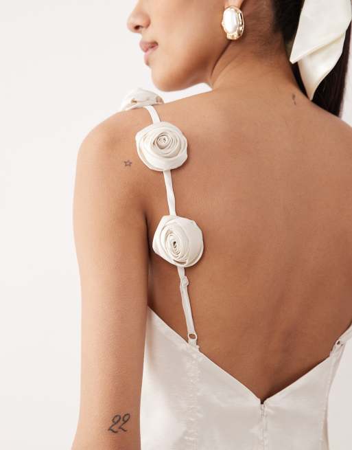 For Love & Lemons Bridal Orsa corsage strap mini dress in white, 4 of 4