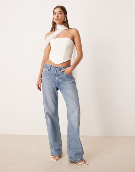 For Love & Lemons Capri corset top with chiffon scarf in white, 4 of 4