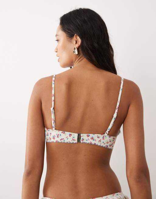 For Love & Lemons - Cherry Mae - Haut de bikini d'ensemble à détail ruban - Crème à imprimé fleuri, 4 de 4