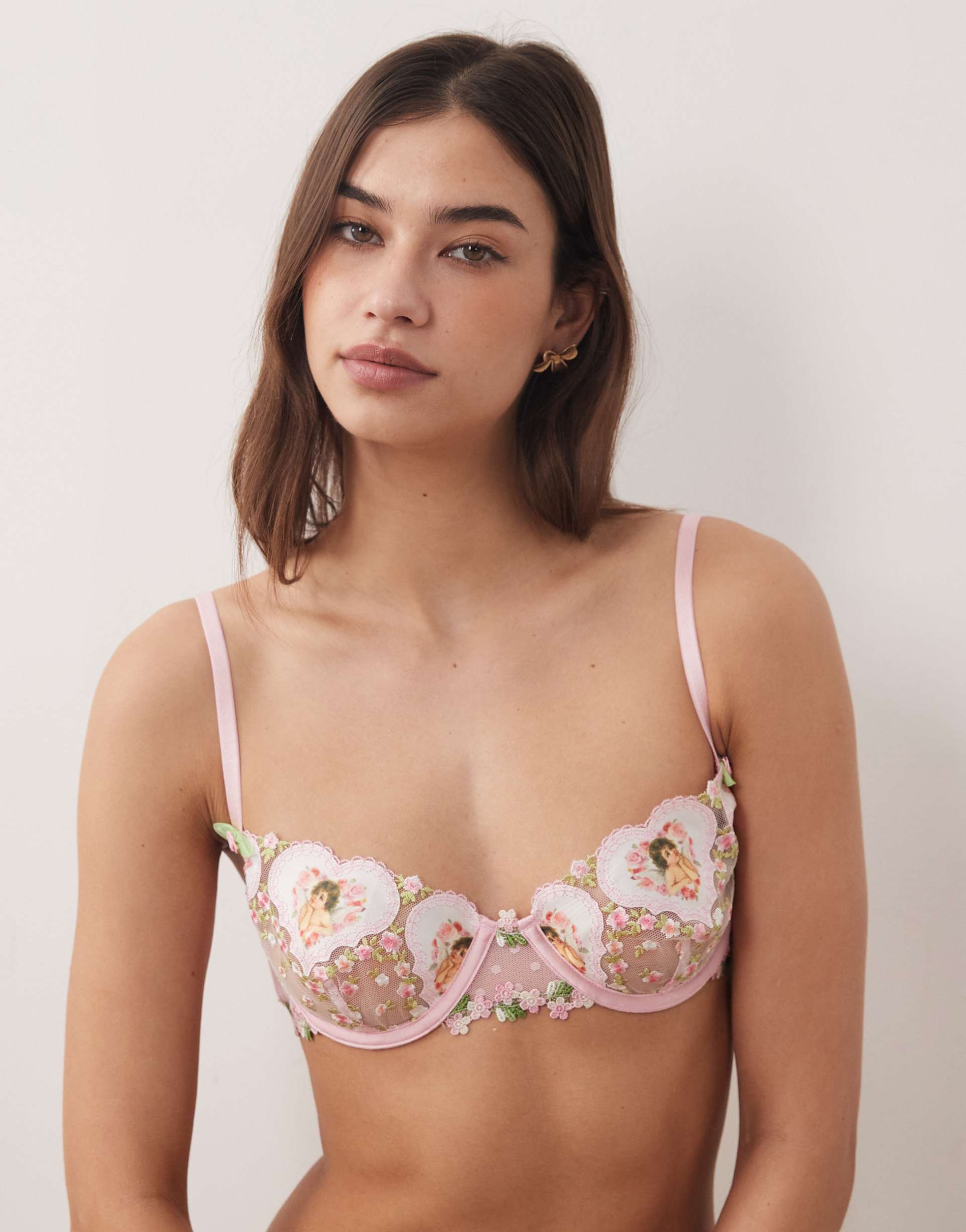 for love & lemons cherub love underwire bra in pink - part of a set