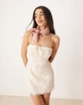 [For Love & Lemons] For Love & Lemons Claire mini dress in cream-Neutral XL Cream