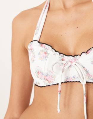 For Love & Lemons Cordelia Bikini Top In White