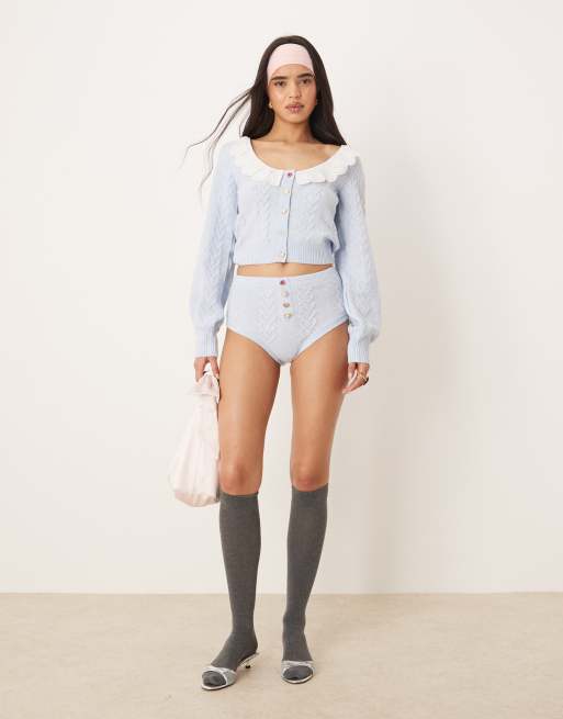 For Love & Lemons – Cupid – Blått, stickat set