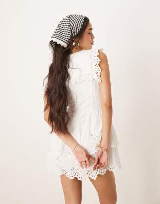 For Love & Lemons Daisy eyelet broderie mini dress in white | ASOS