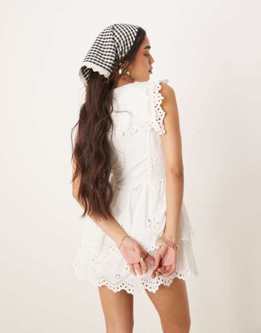 For Love & Lemons Daisy eyelet broderie mini dress in white