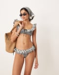 [For Love & Lemons] For Love & Lemons Daisy Lane bikini bottoms in mono gingham (part of a set)-Black XL Black