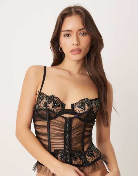 For Love & Lemons – Dark Romance – Svart bustier med kupor och bygel, del av set - view 1