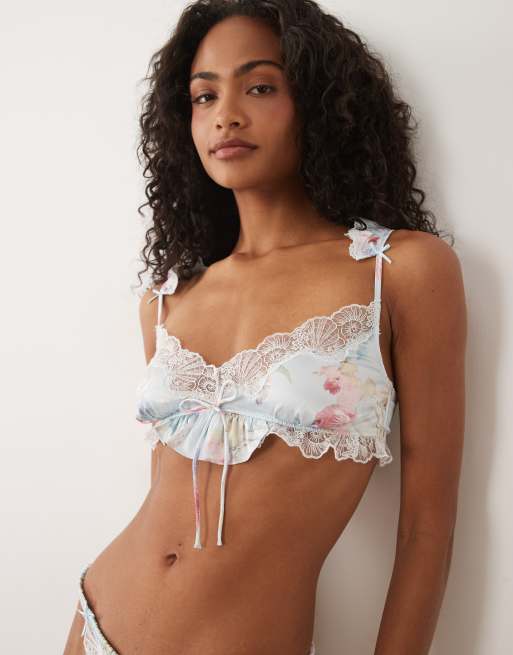 For Love & Lemons Hearts Adrift satin set in blue, 2 of 3