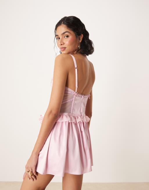 ワンピース Laubeblanc Pin-tuck Lace Mini Dress pink ワンピース