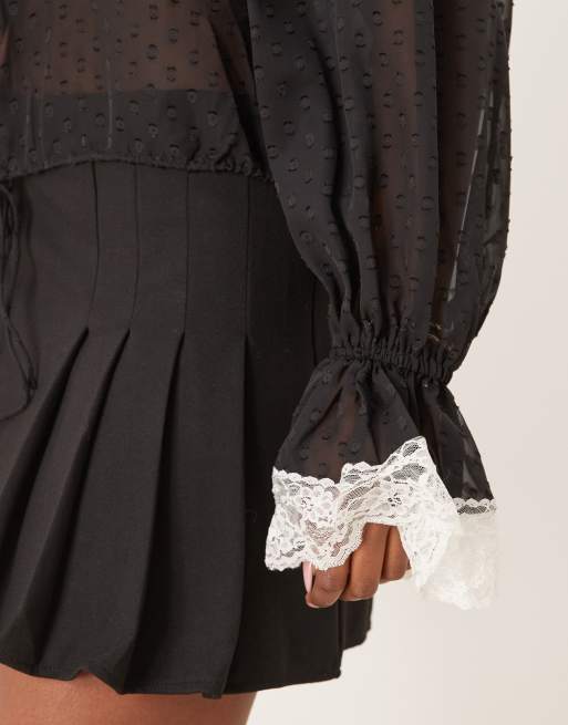 For Love & Lemons – June – Svart blus med långa ärmar, 3 av 4
