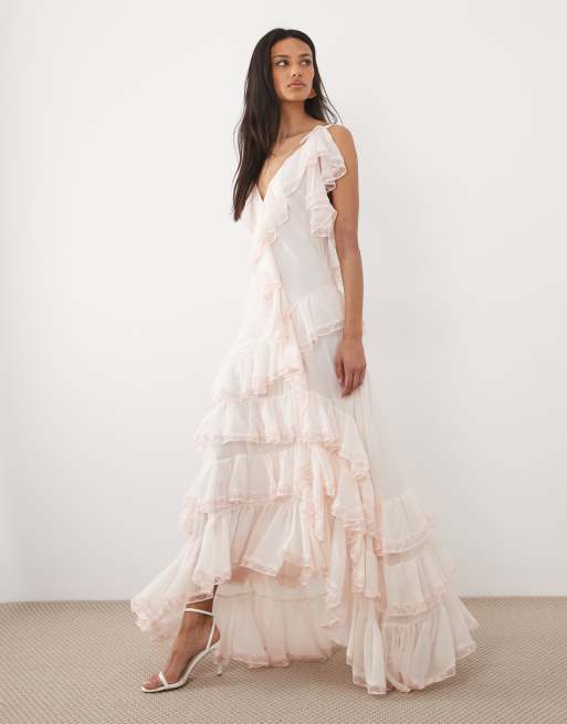 asos pink tiered dress ASOS DESIGN tiered cami layered mini dress in pink