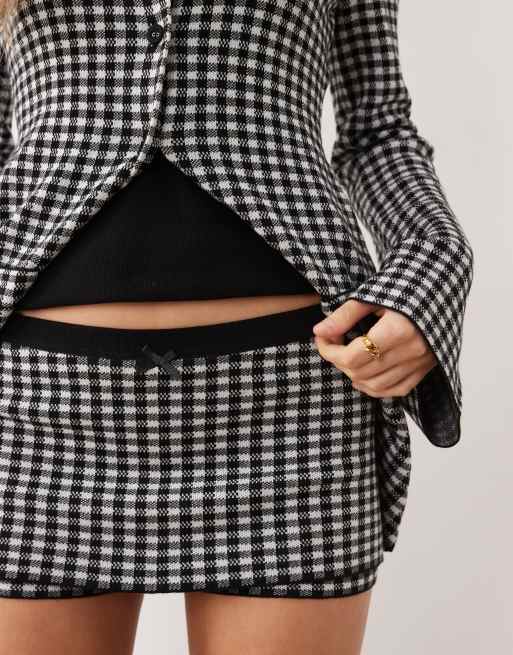 For Love & Lemons knitted skort in black gingham check (part of a set), 2 of 5