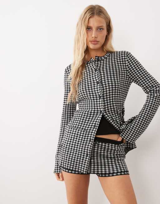 For Love & Lemons knitted skort in black gingham check (part of a set), 3 of 5