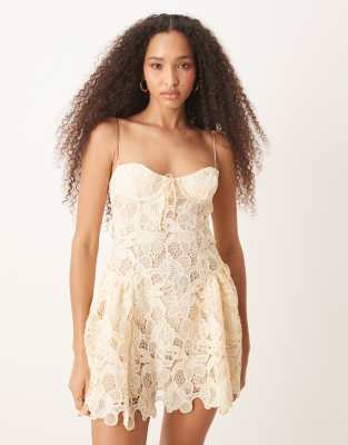 For Love & Lemons lace mini dress in cream | ASOS