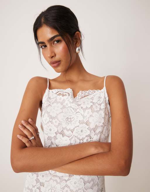 For Love & Lemons - Lakeside - Robe courte en dentelle avec bords festonnés - Blanc, 2 de 4