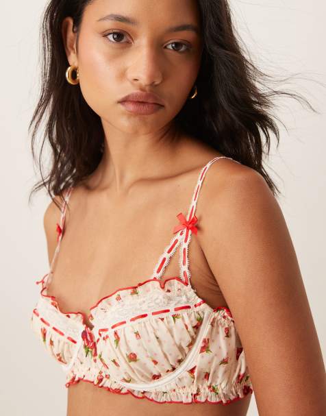 For Love & Lemons leah underwire bra and thong set in cream - view 1