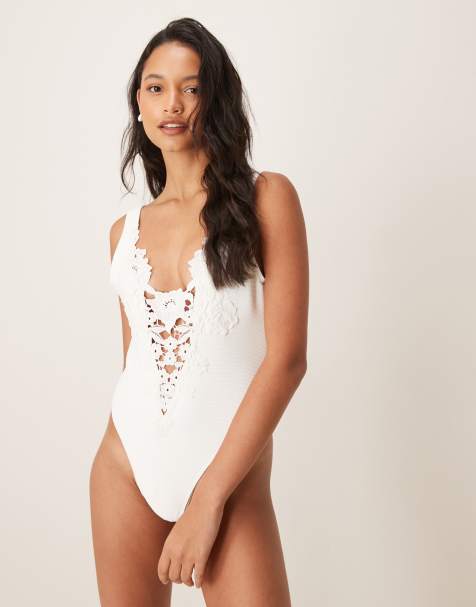For Love & Lemons - Lelani - Hvid badedragt med broderinger - view 1