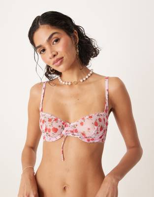 For Love & Lemons – Lottie – Rosa, blommig bygelbehå, del av set - view 1