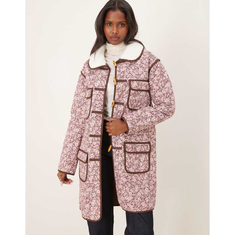 For Love & Lemons Marlene floral chore coat in black | ASOS