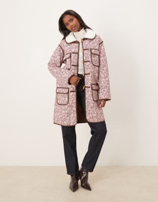 For Love & Lemons Marlene Floral Chore Coat In Pink