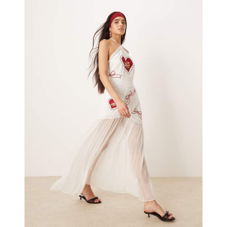 For Love & Lemons Mi Amore embroidered maxi dress in white | ASOS
