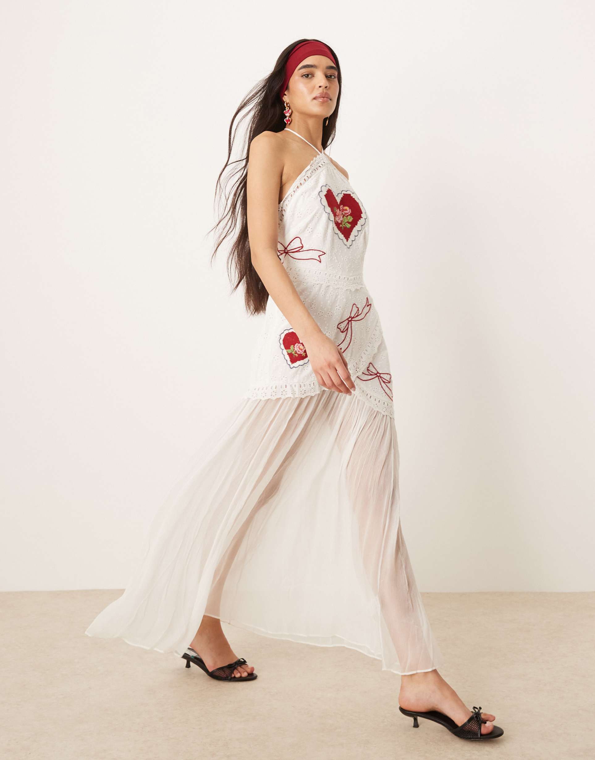 for love & lemons mi amore embroidered maxi dress in white