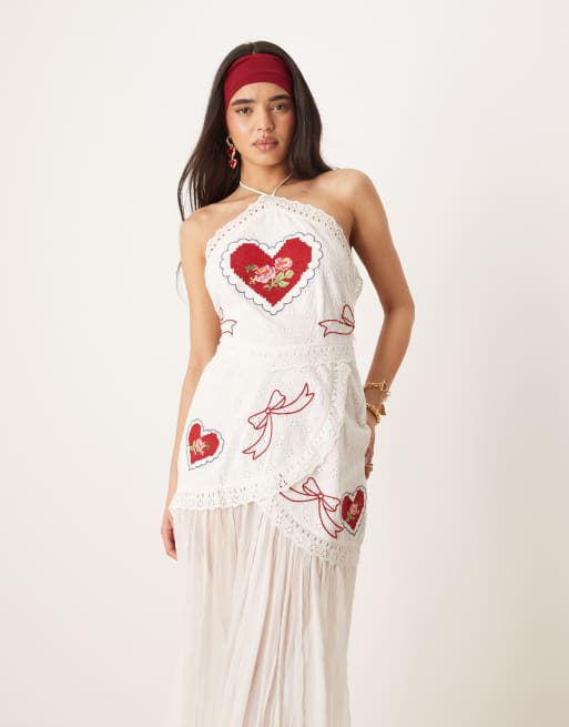 For Love & Lemons Mi Amore embroidered maxi dress in white | ASOS