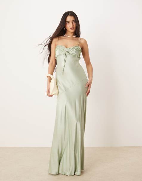 For Love & Lemons Natalie maxi dress in desert sage 
