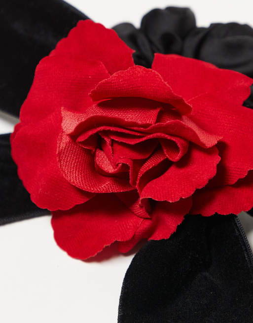 For Love & Lemons - Nœud pour cheveux à fleur en relief - Noir, 2 de 3