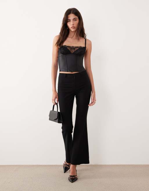 For Love & Lemons Papillion satin and lace open back bustier corset top in black, 4 of 4