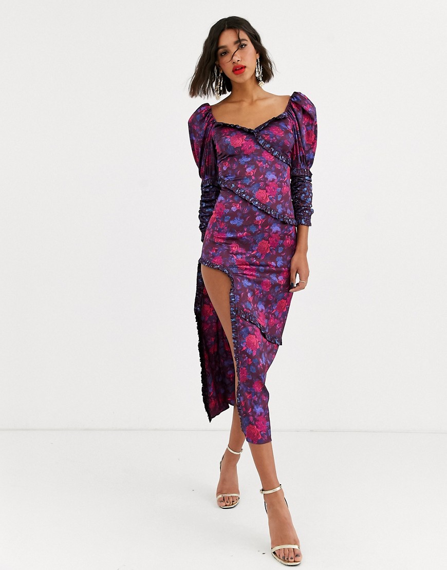 For Love & Lemons Pixie maxi dress in floral print-Purple