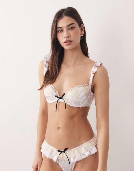 For Love & Lemons - Completo rosa chiaro con reggiseno con ferretto e scollo a cuore e perizoma, 2 di 3