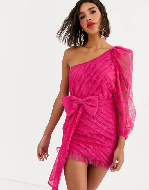 For Love Lemons Robe Courte Asymetrique En Dentelle Metallisee Asos