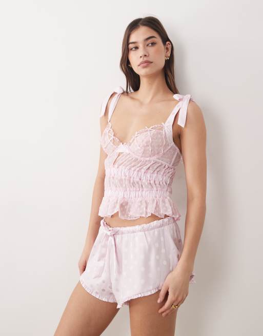 For Love & Lemons – Rosa bustier med slitsar och hjärtan, del av set    , 4 av 4