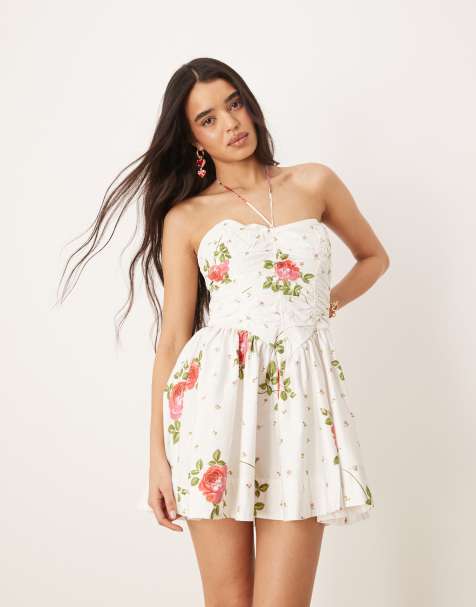 For Love & Lemons – Rosebud – Biała sukienka mini z gorsetową górą - view 1