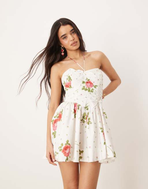 For Love & Lemons - Rosebud - Vestito corto a corsetto bianco