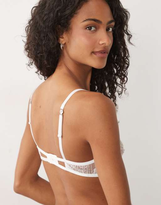 For Love & Lemons sequin seashell underwire bra co-ord in silver and white, 4 of 4
