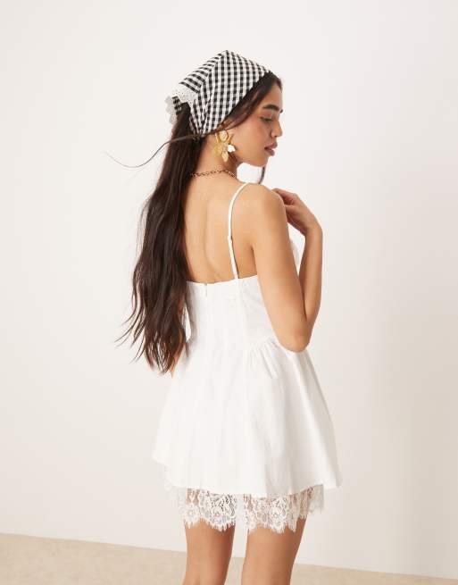 a line denim mini dress Erza A-line Mini Dress Blue Denim
