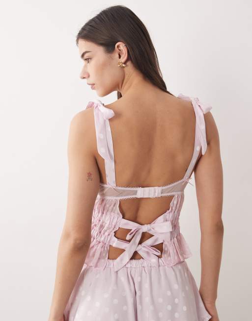 For Love & Lemons - Slotted Hearts - Bustier in roze, deel van co-ord set    , 2 van 4