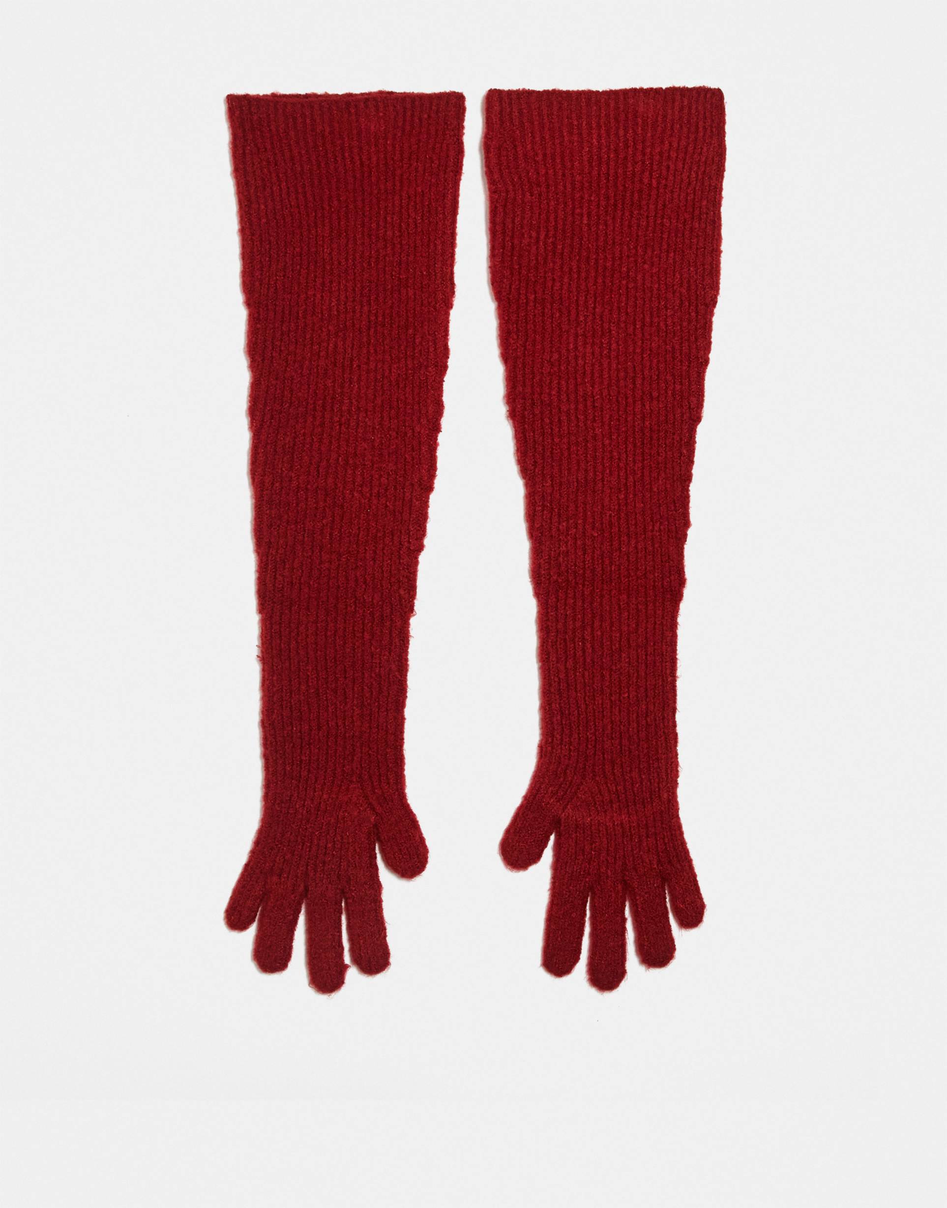 for love & lemons slouchy rib knit gloves in red