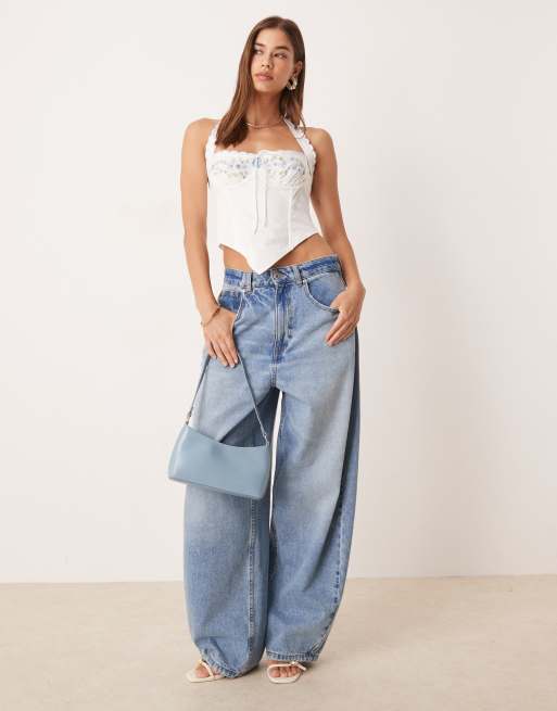For Love & Lemons Tea Time bustier halterneck top in white | ASOS