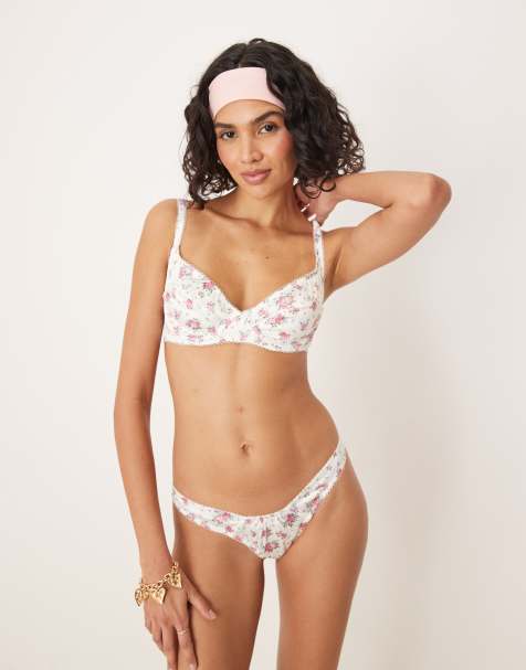 For Love & Lemons – Thats Amore – Biały biustonosz z fiszbinami w kwiatowy wzór, część zestawu - view 1